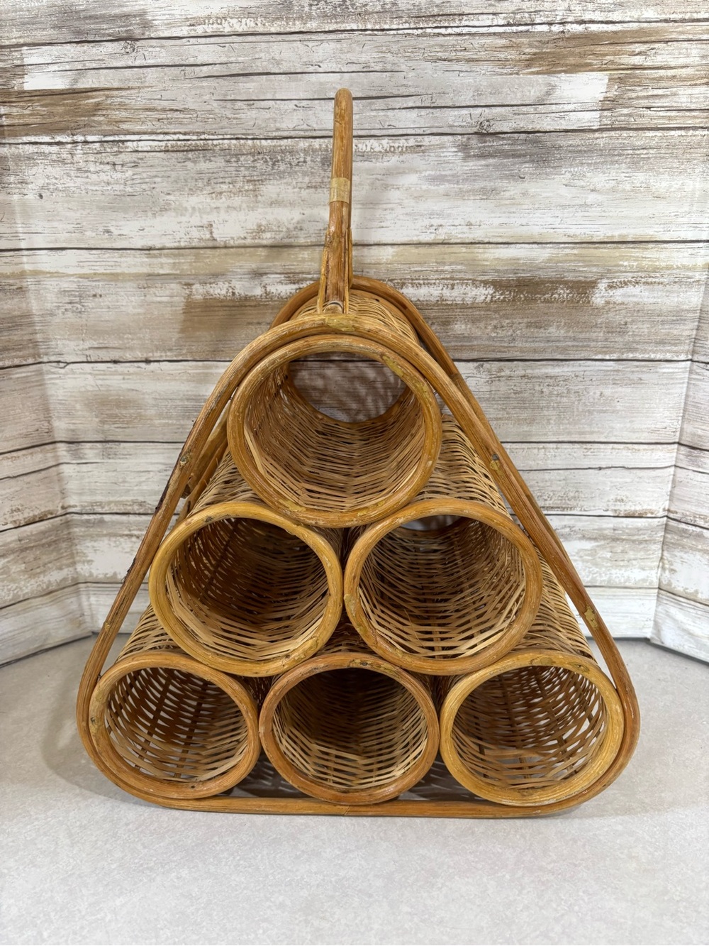 Vintage wicker/rattan wine bottle holder